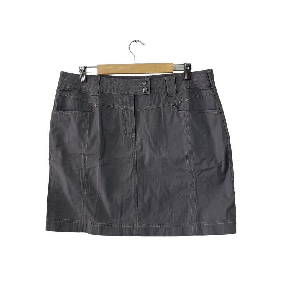 ExOfficio 16 Skirt Gray Sun Guard 50+ Roughian Canvas Collection Stretch Womens